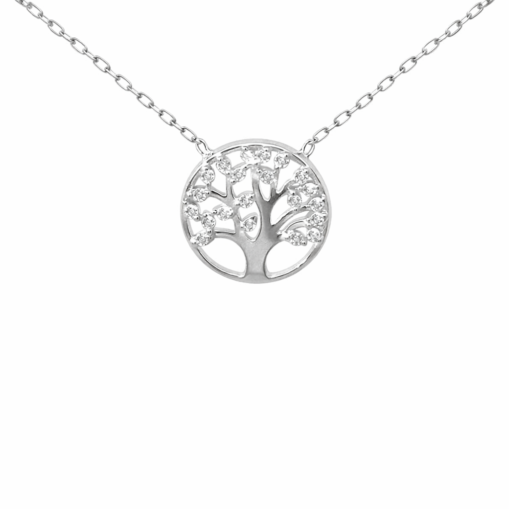 Sterling Silver CZ Tree of Life Necklace