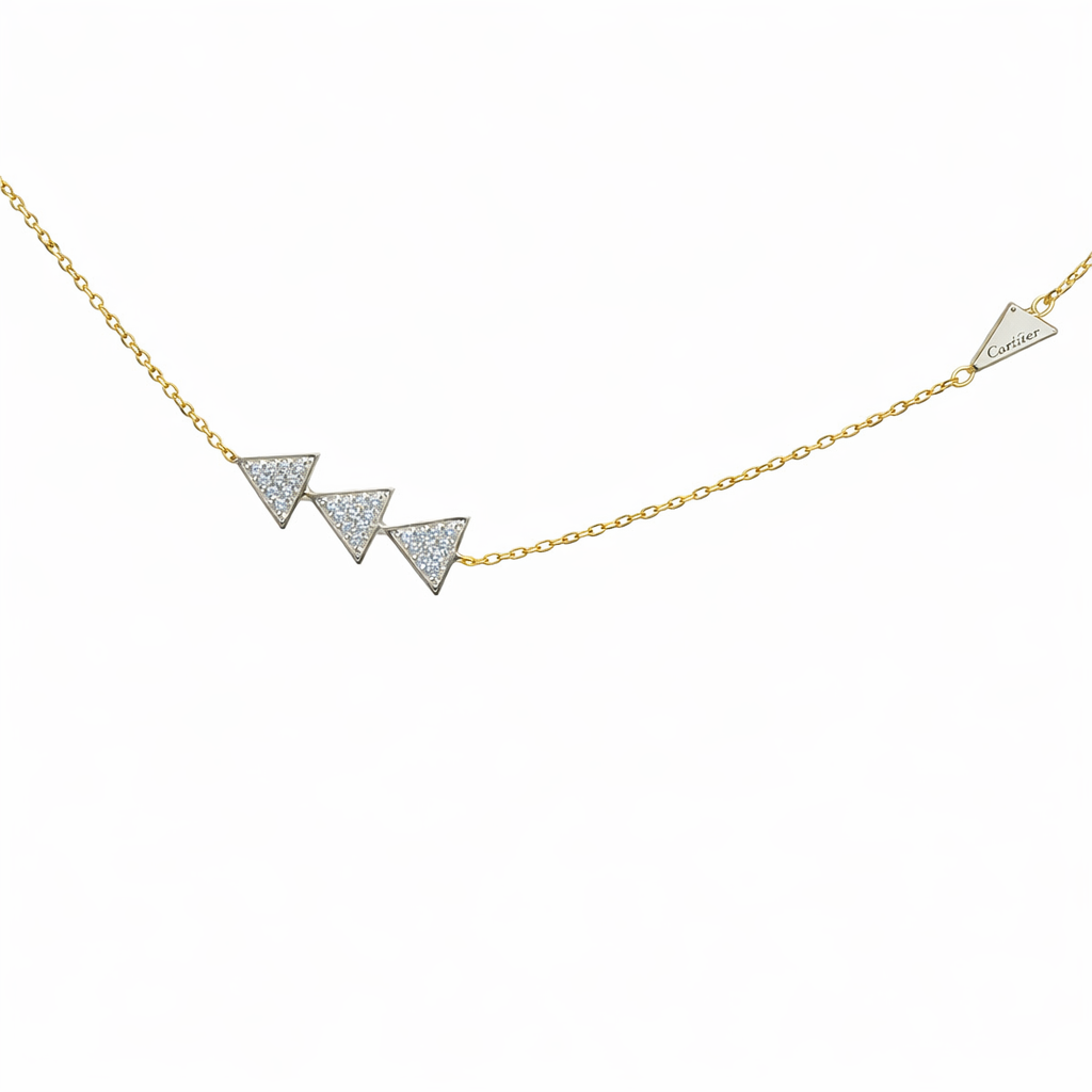 Sterling Silver Two Tone CZ 3 Triangle Arrow