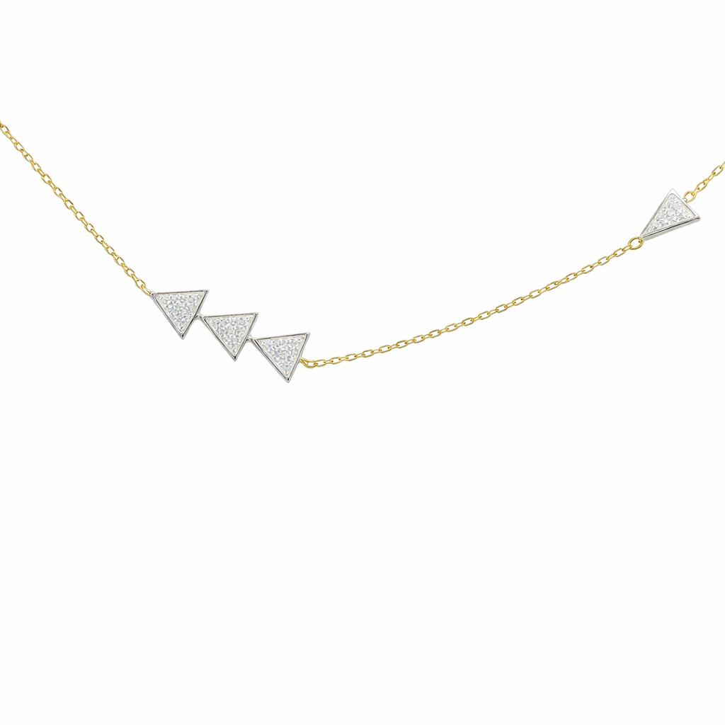 Sterling Silver Two Tone CZ 3 Triangle Arrow