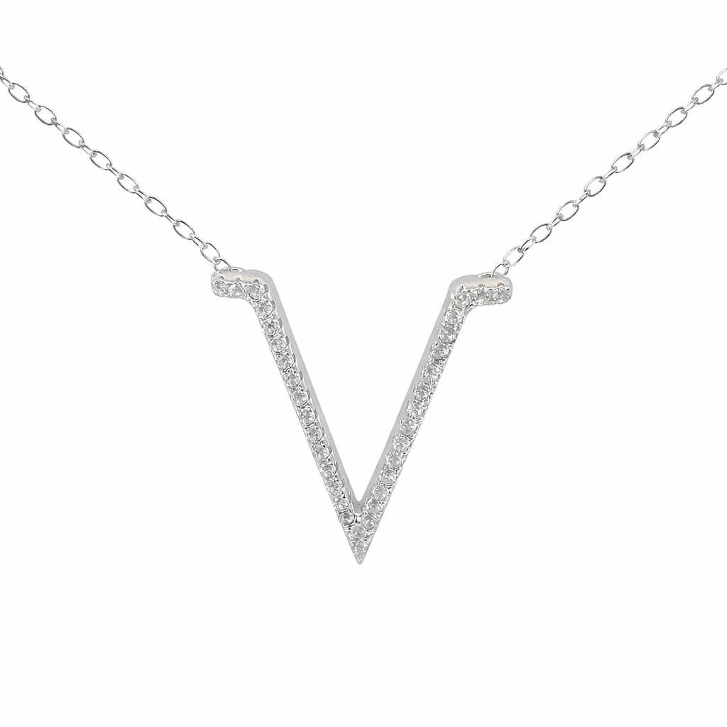 Sterling Silver CZ V Necklace