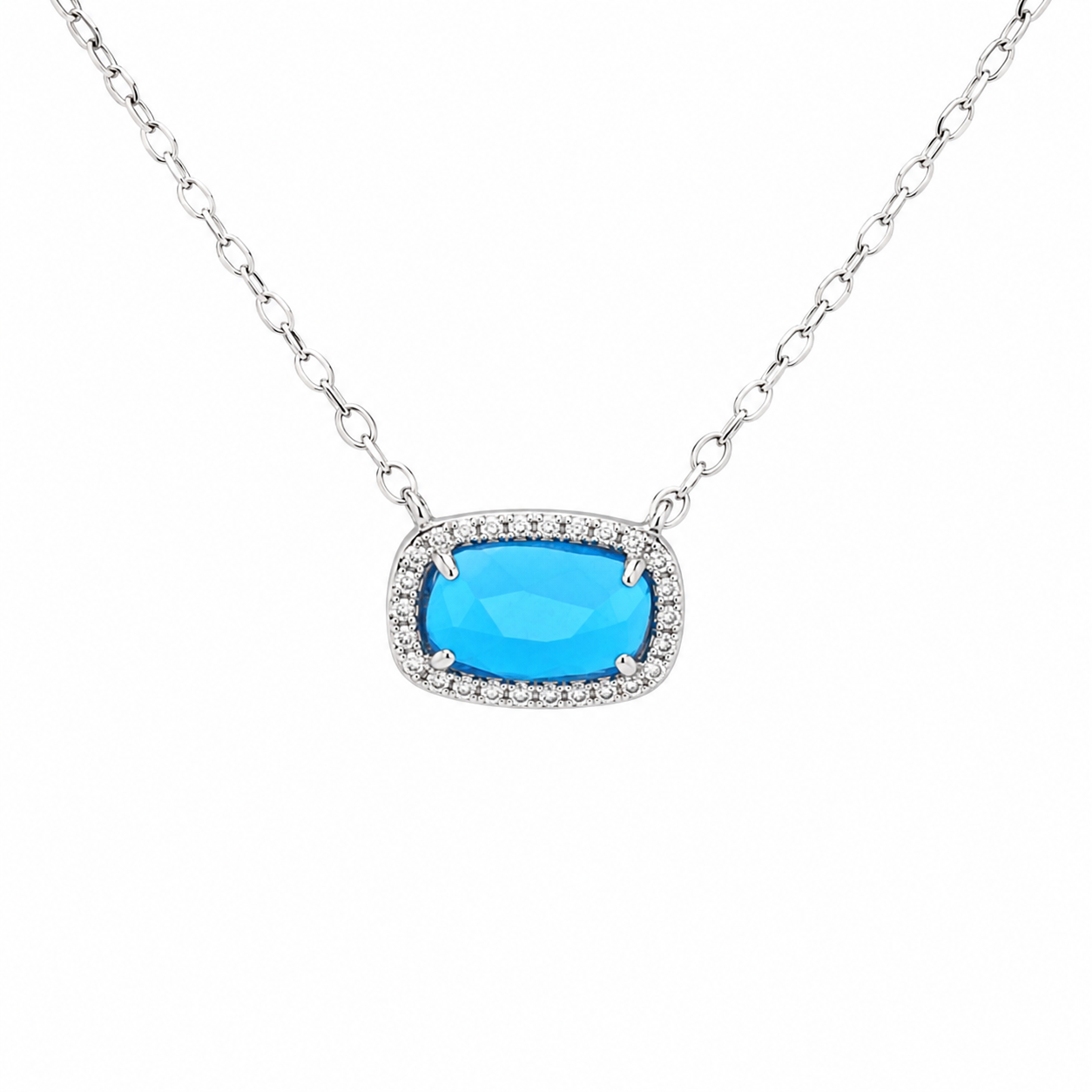 Sterling Silver Designer Inspired Gem Stone Necklace