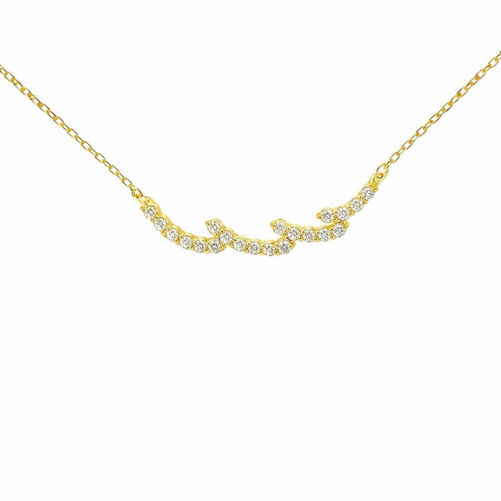 Sterling Silver Gold Plated Curved CZ Necklace