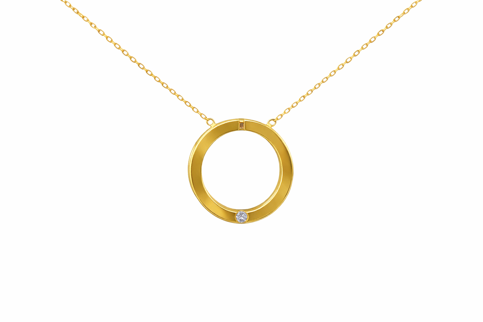 Sterling Silver Gold Plate Thick Open Circle Necklace