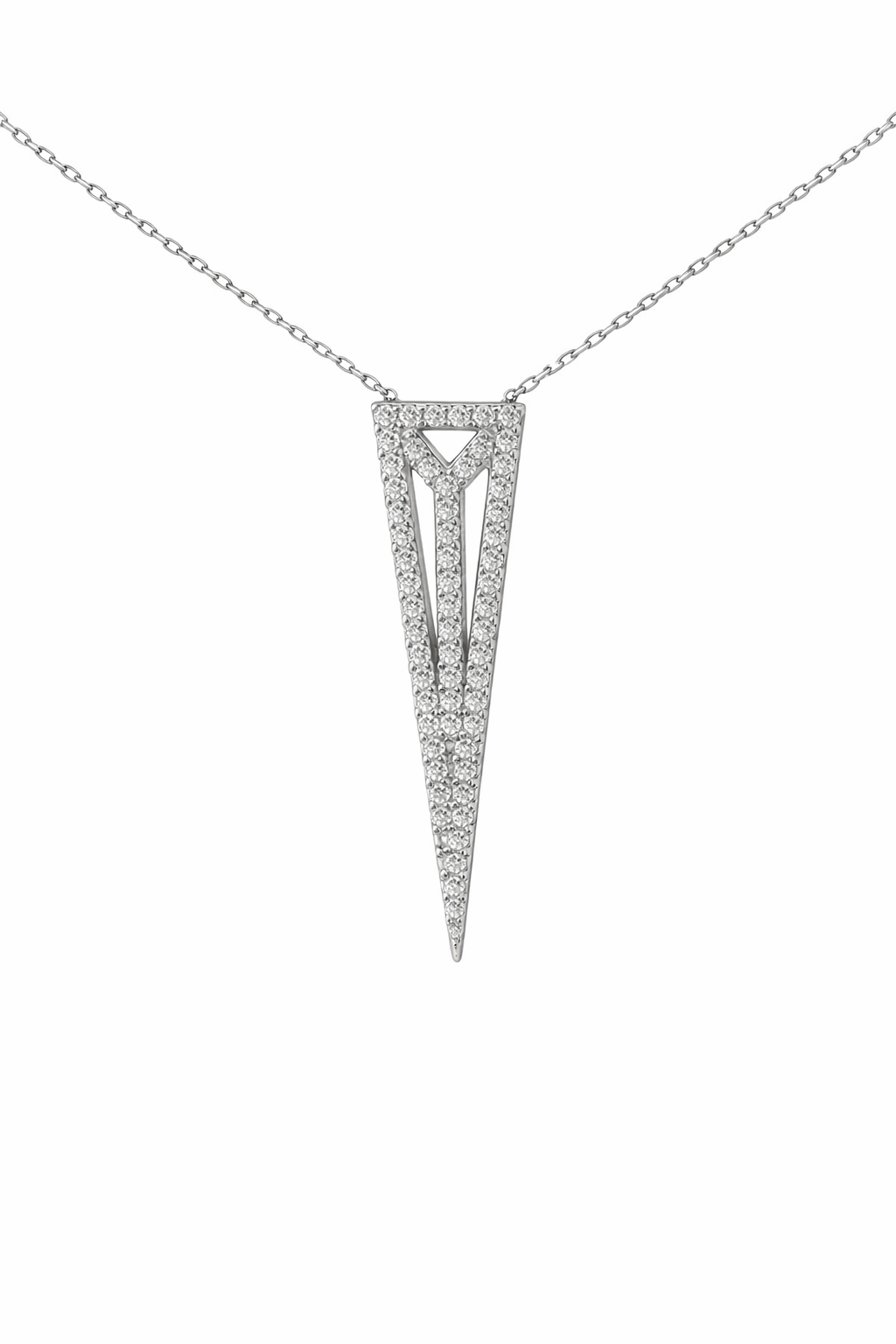 Sterling Silver Long Triangle Necklace