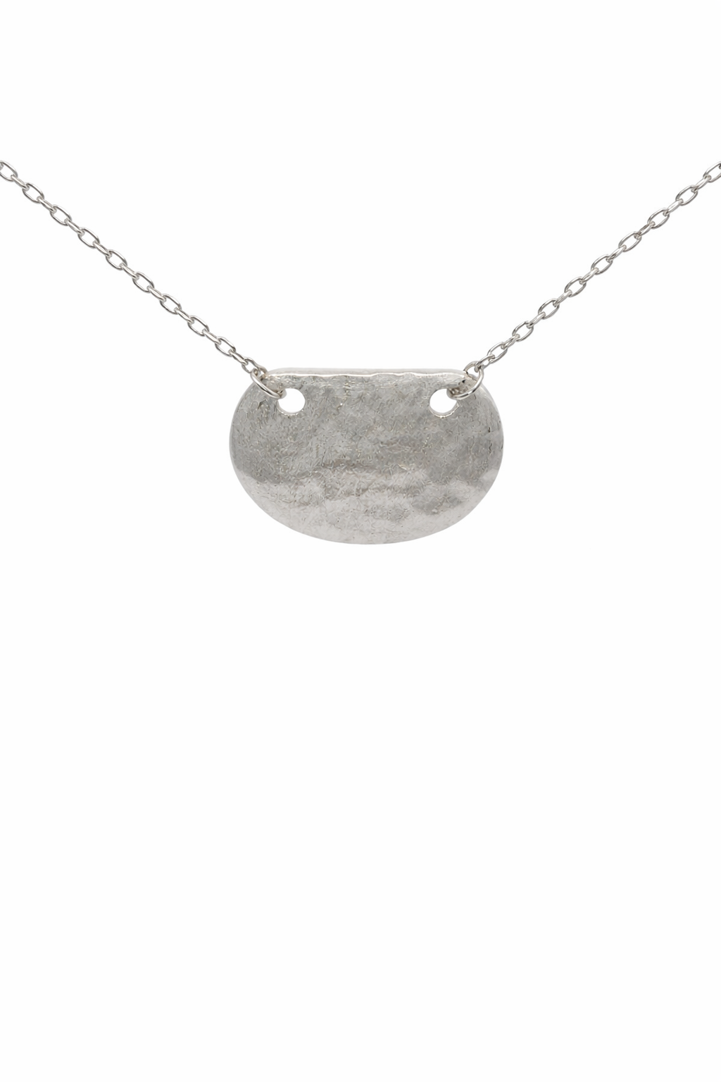 Sterling Silver Oval Hammered Pendant Necklace