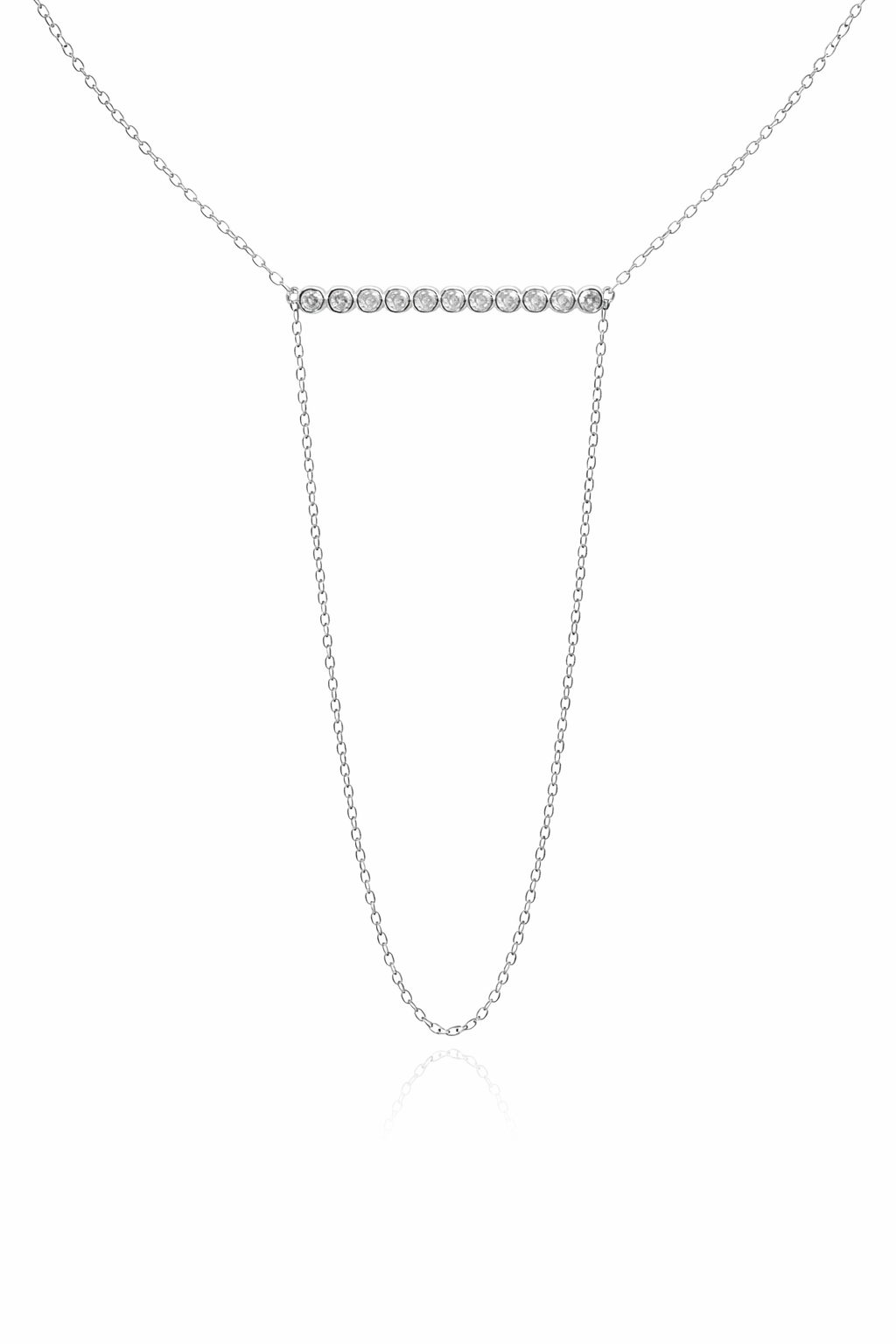 Sterling Silver CZ Bar with Dangle Loop Chain