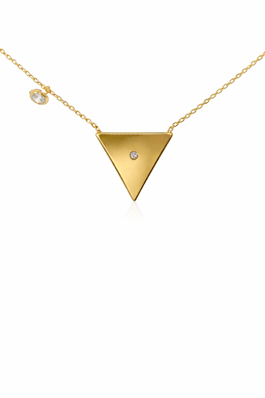 Sterling Silver Gold Triangle w/ CZ Station Necklace