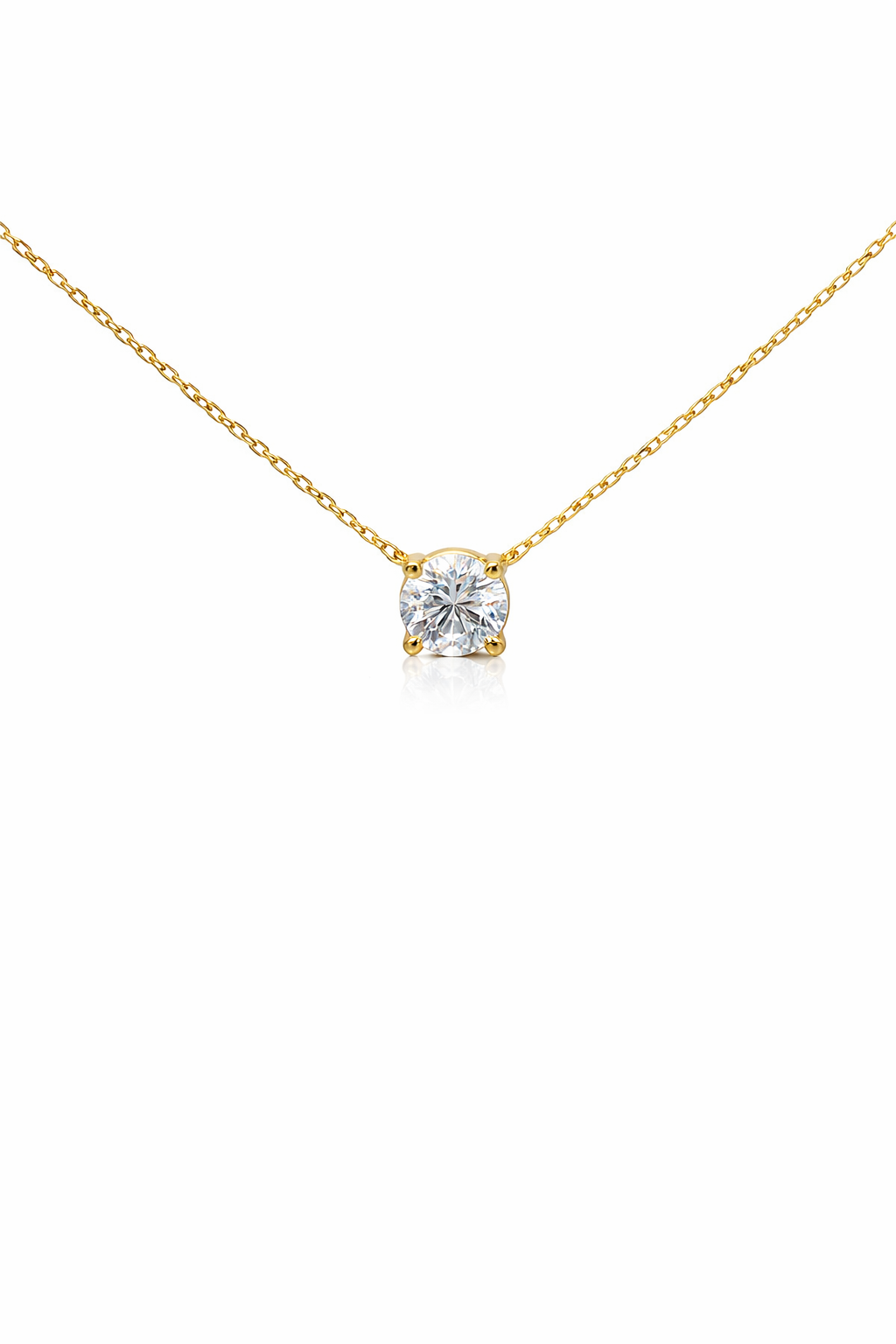 Sterling Silver Gold Plate Large CZ Necklace