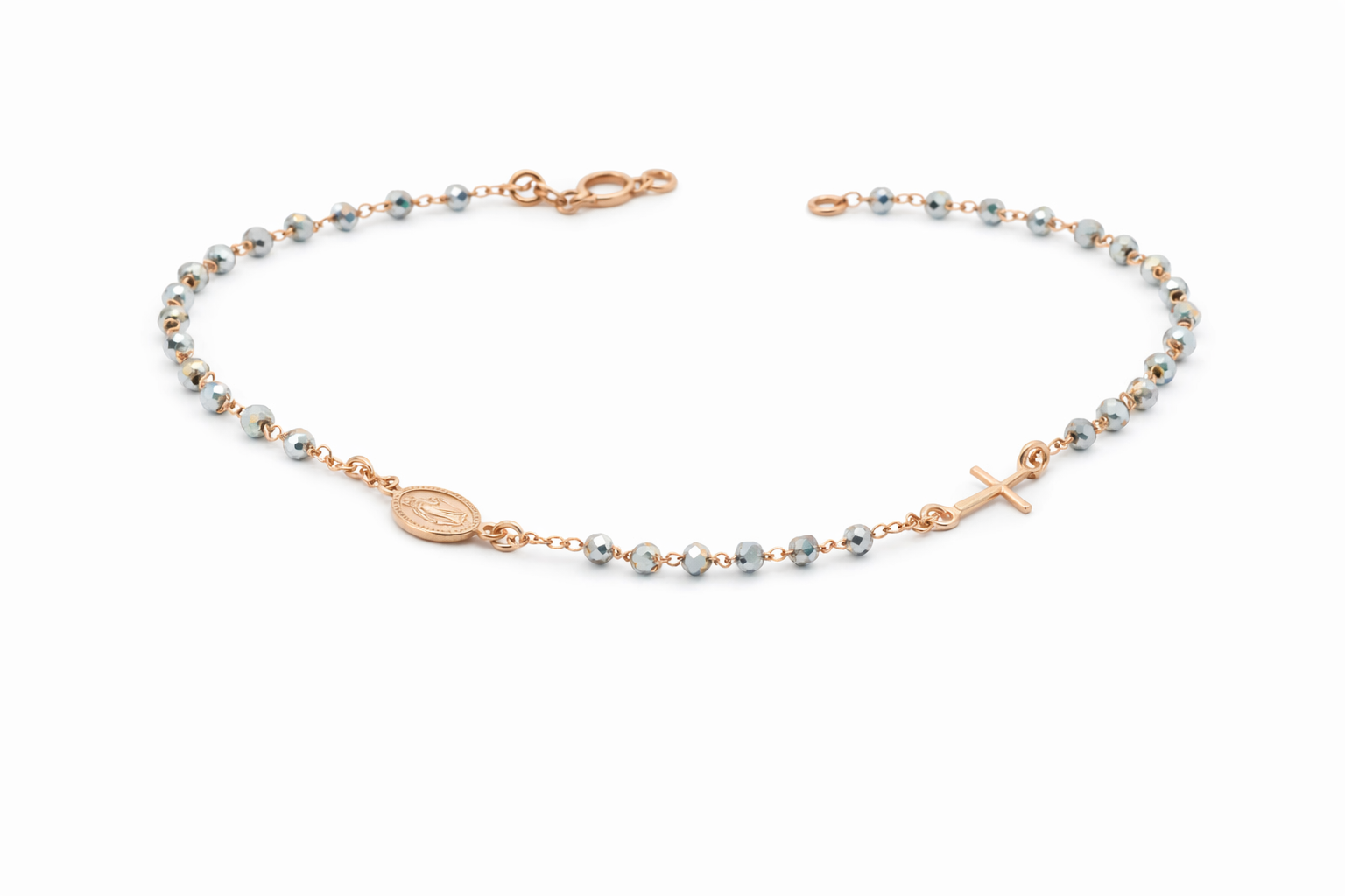 Sterling Silver Rose Gold Rosary