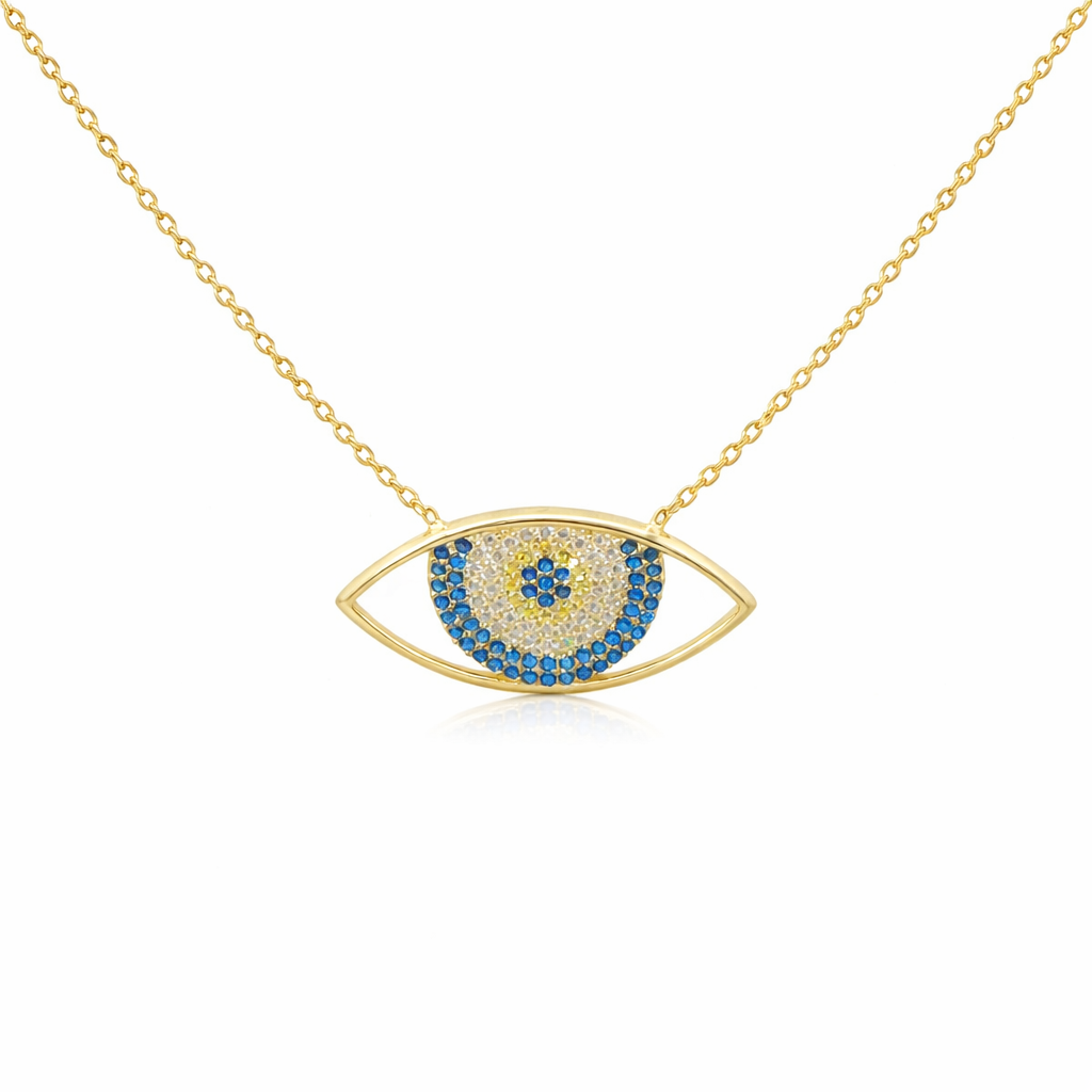 Sterling Silver Large Evil Eye Necklace
