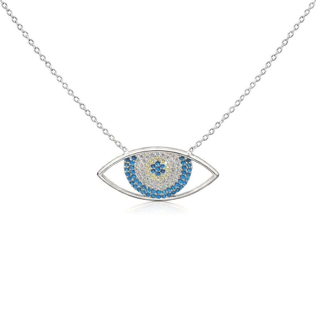 Sterling Silver Large Evil Eye Necklace