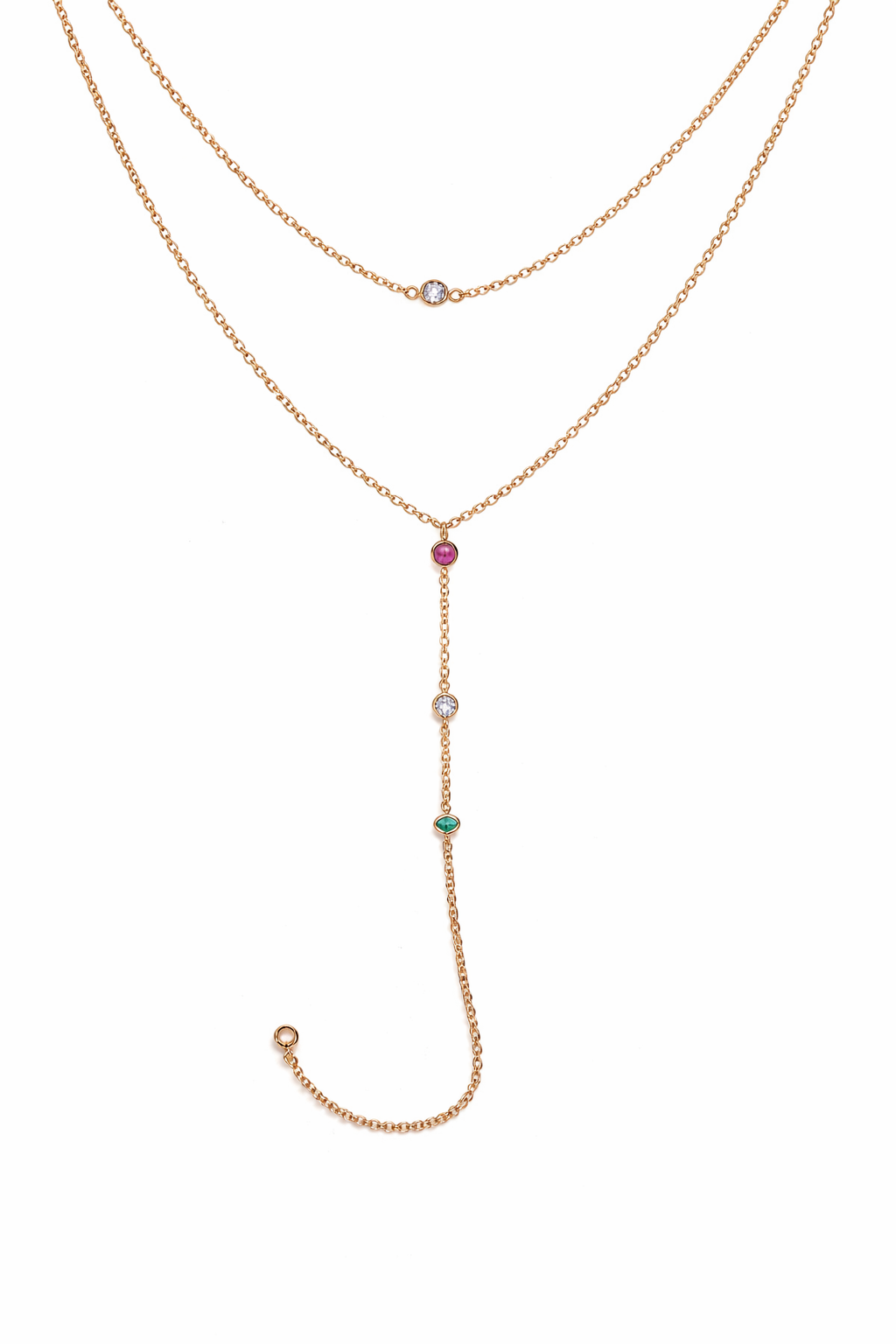 ROSE  GOLD CZ BEZEL STATION NECKLACE