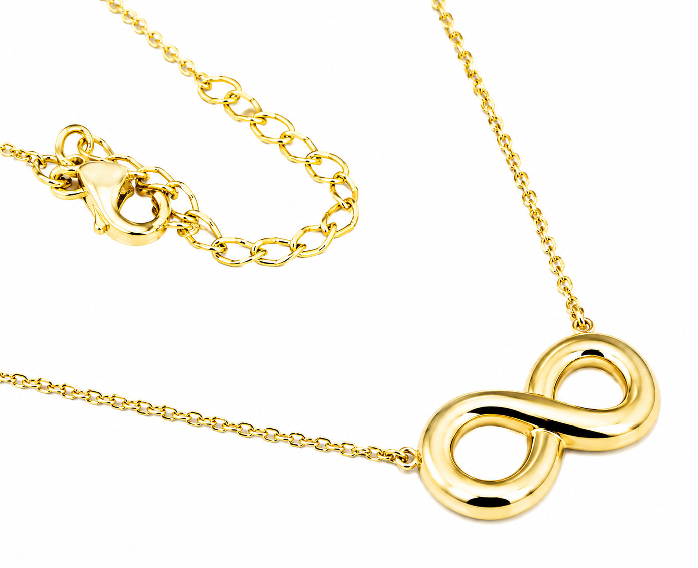 Sterling Silver Elegant Dainty Gold Color Necklace With A Centered 0.7 X 0.4" Infinity Sign
