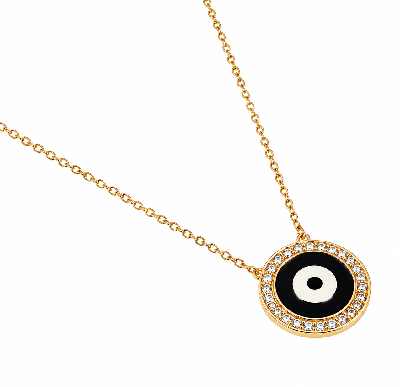 Sterling Silver Rose Gold Evil Eye CZ Necklace