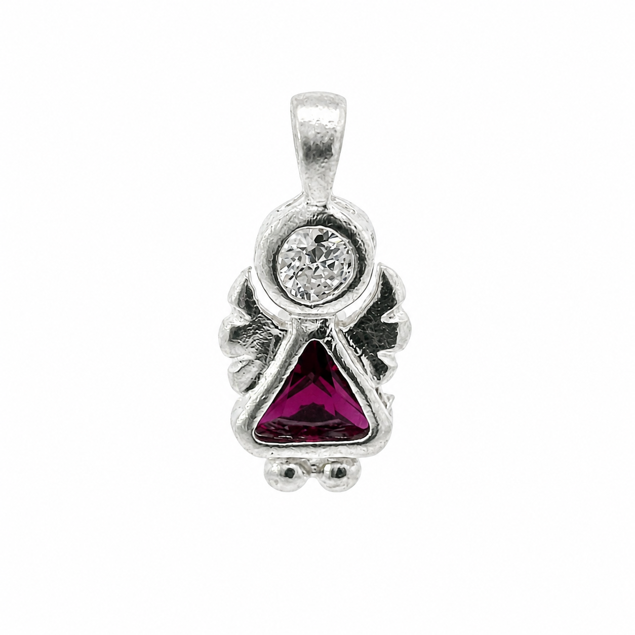 Sterling Silver Angel Birthstone Pendant