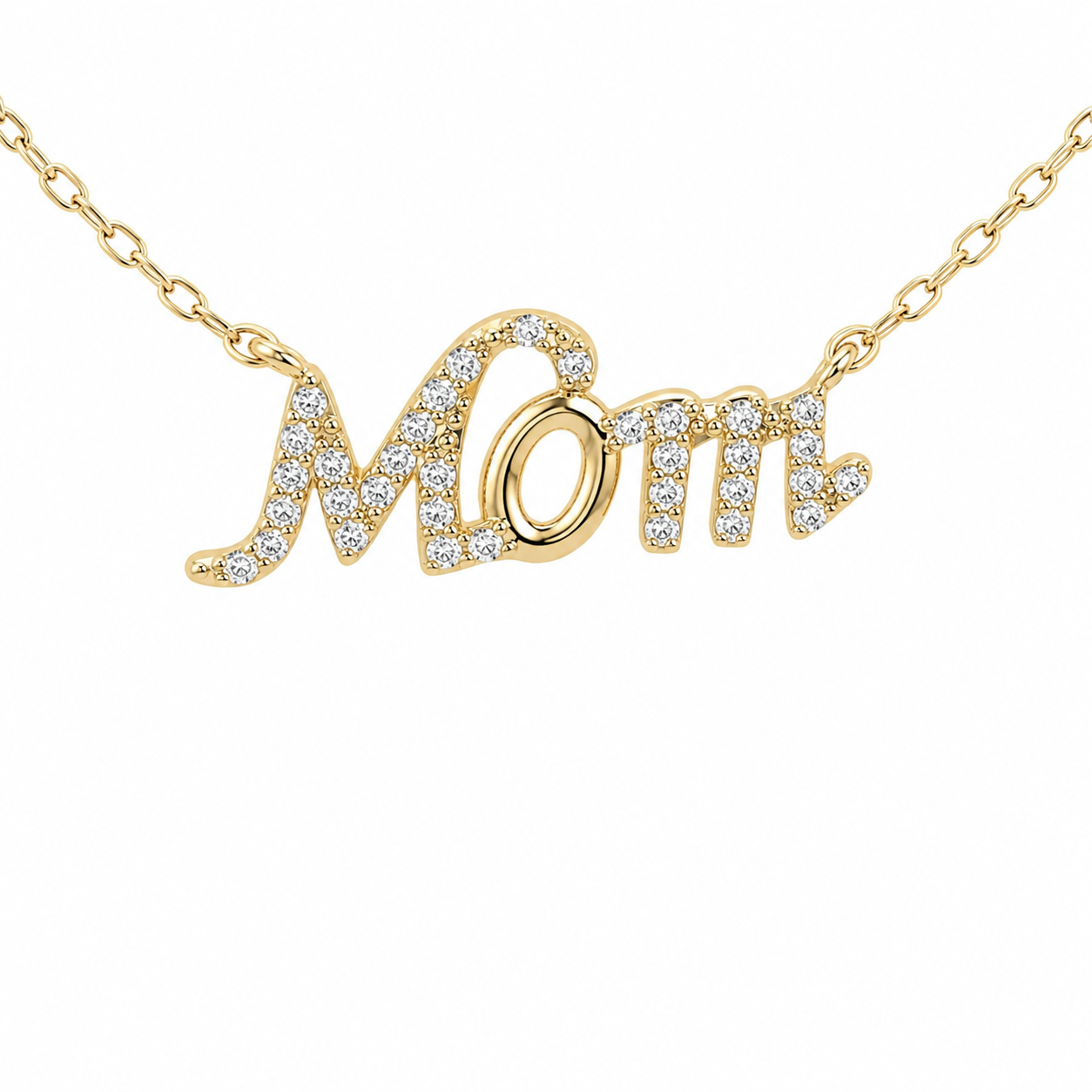 Sterling Silver CZ "MOM" Necklace
