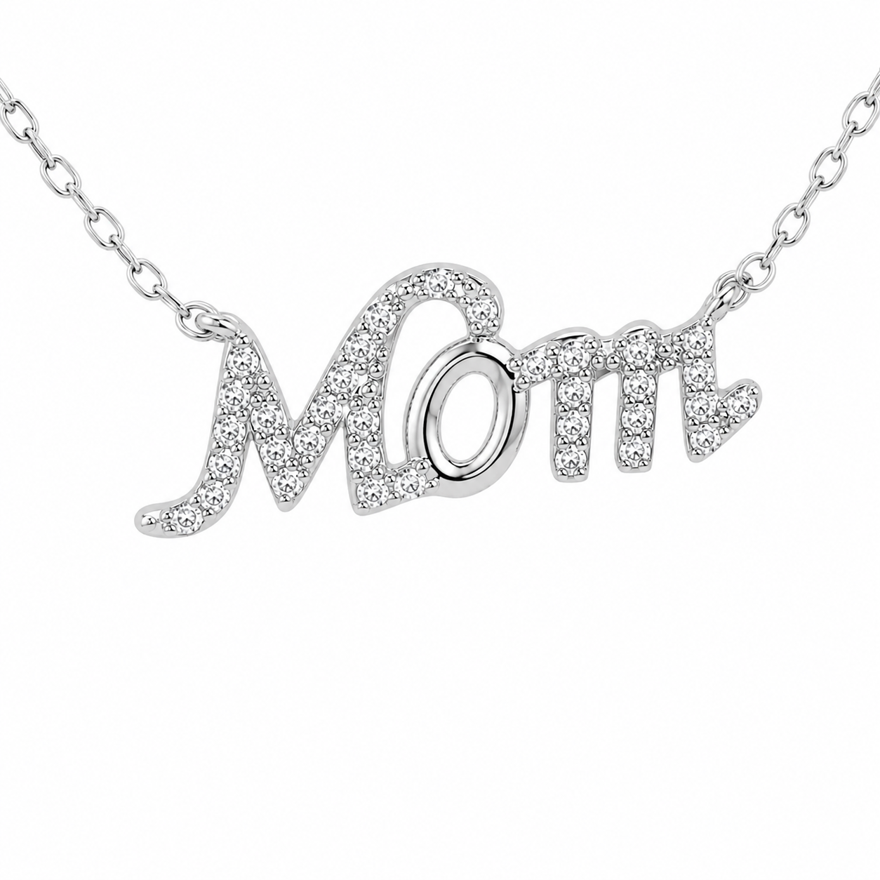 Sterling Silver CZ "MOM" Necklace