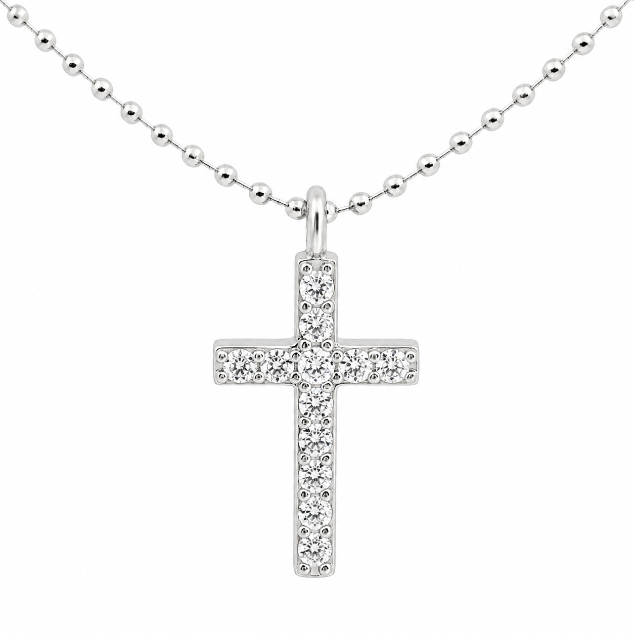 Sterling Silver CZ Cross Necklace