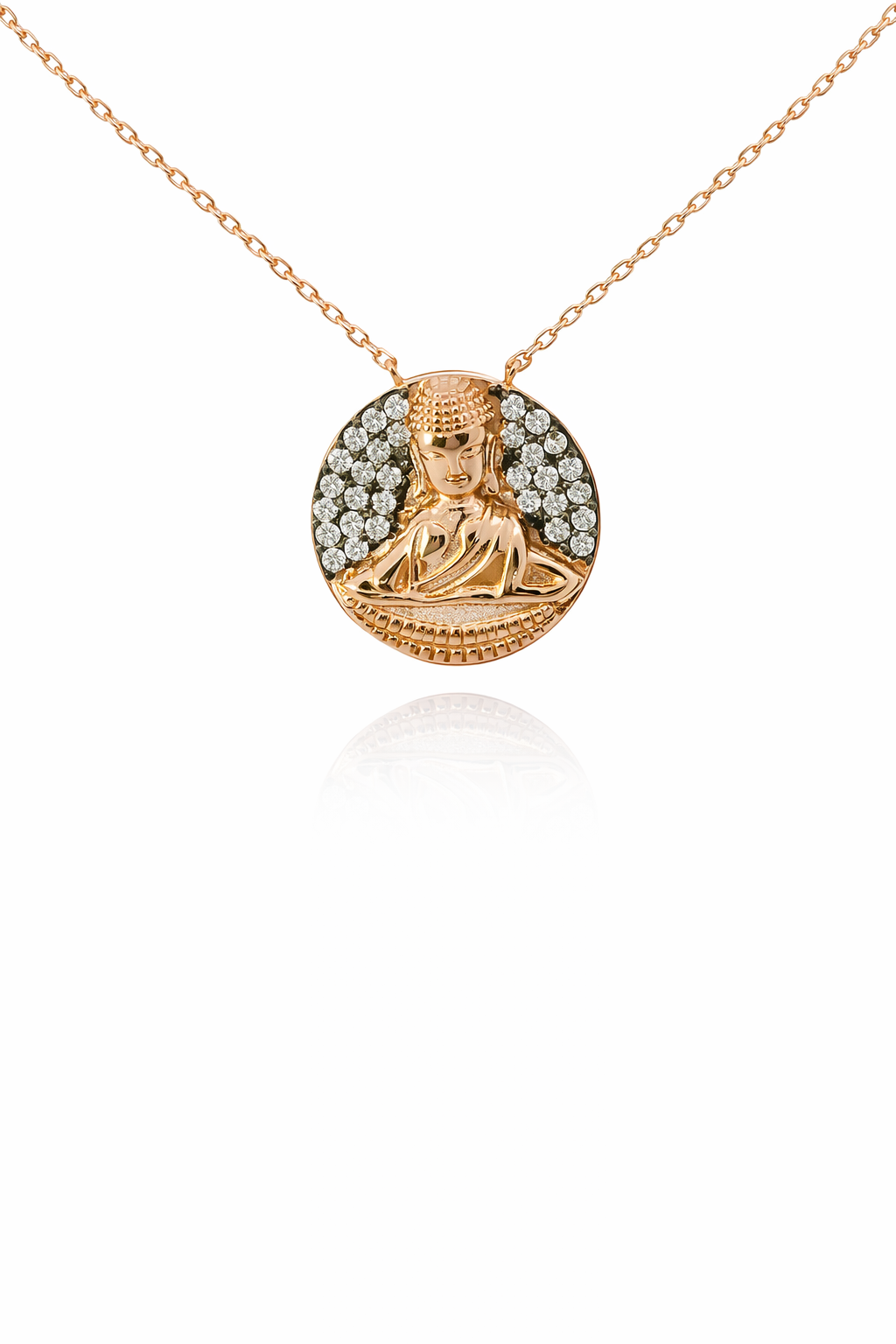 Sterling Silver Rose Gold Buddha Necklace