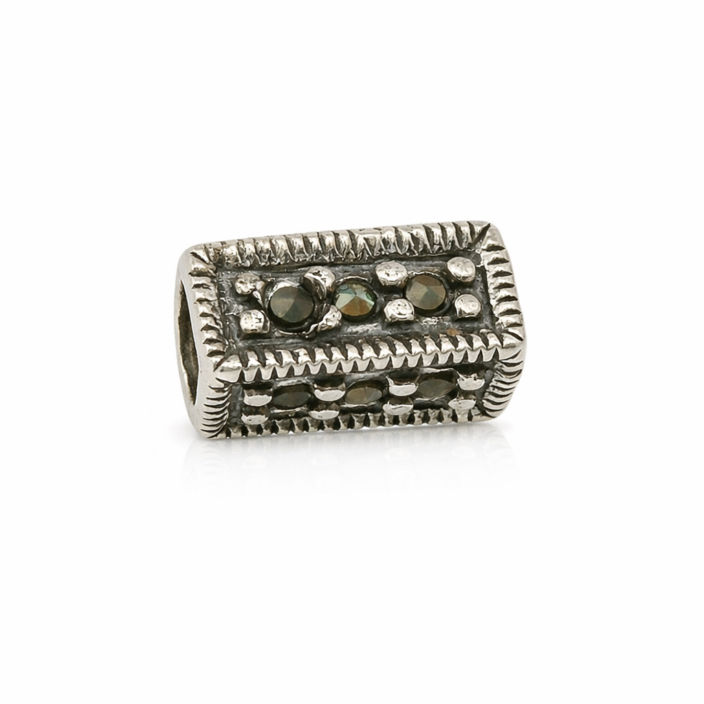 Rhodium Rectangle Block Pendant