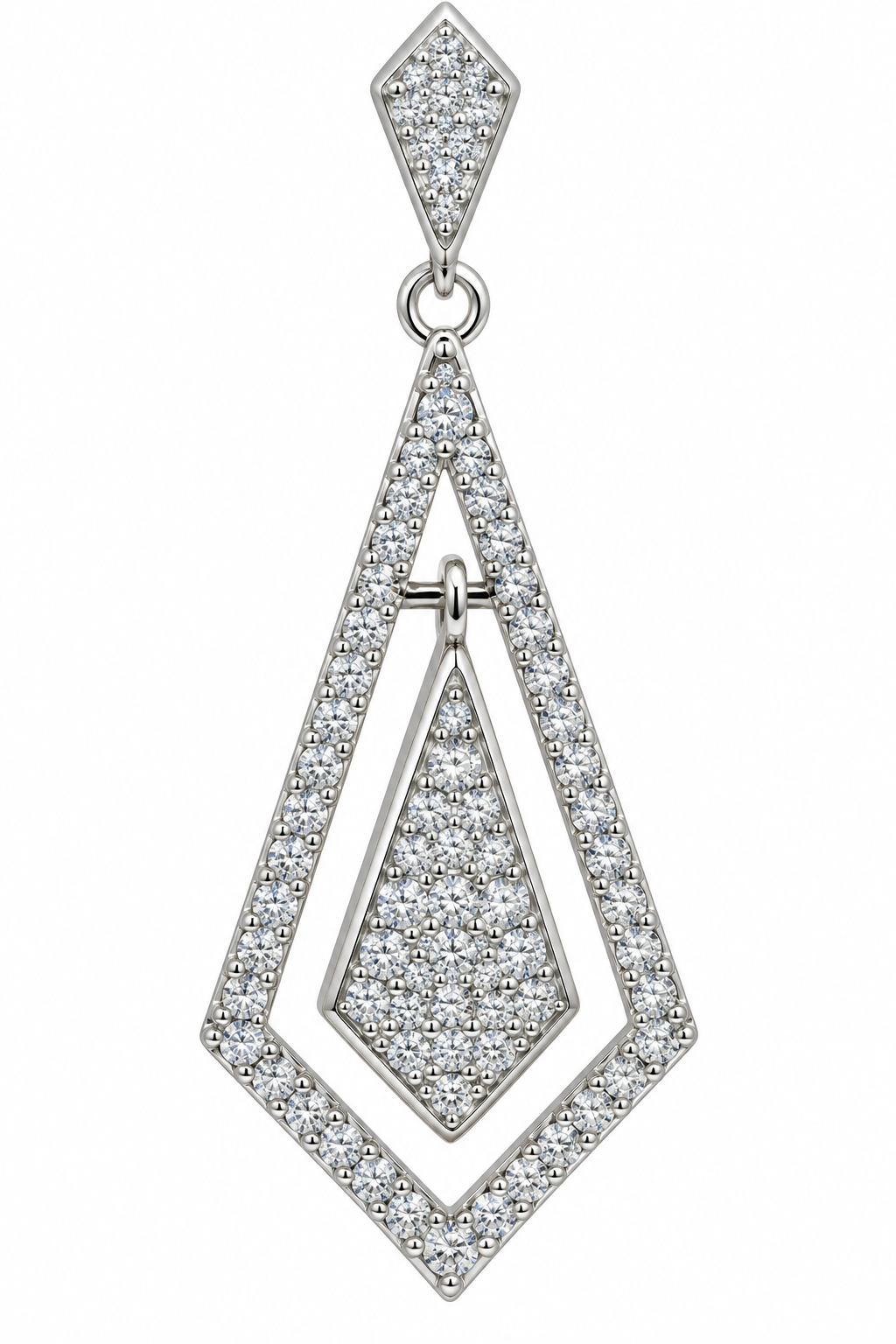 Sterling Silver Long Diamond Shaped CZ Pendant