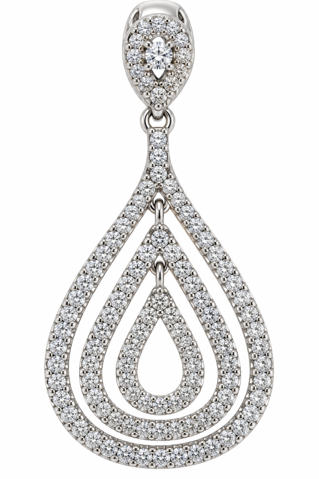 Sterling Silver CZ Triple Teardrop Pendant