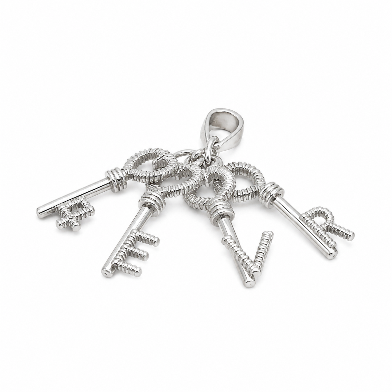 Sterling Silver 4 keys Heart 4 EVR Pendant
