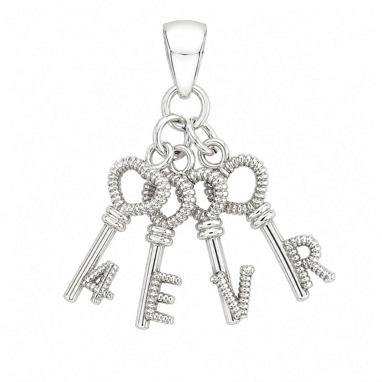 Sterling Silver 4 keys Heart 4 EVR Pendant