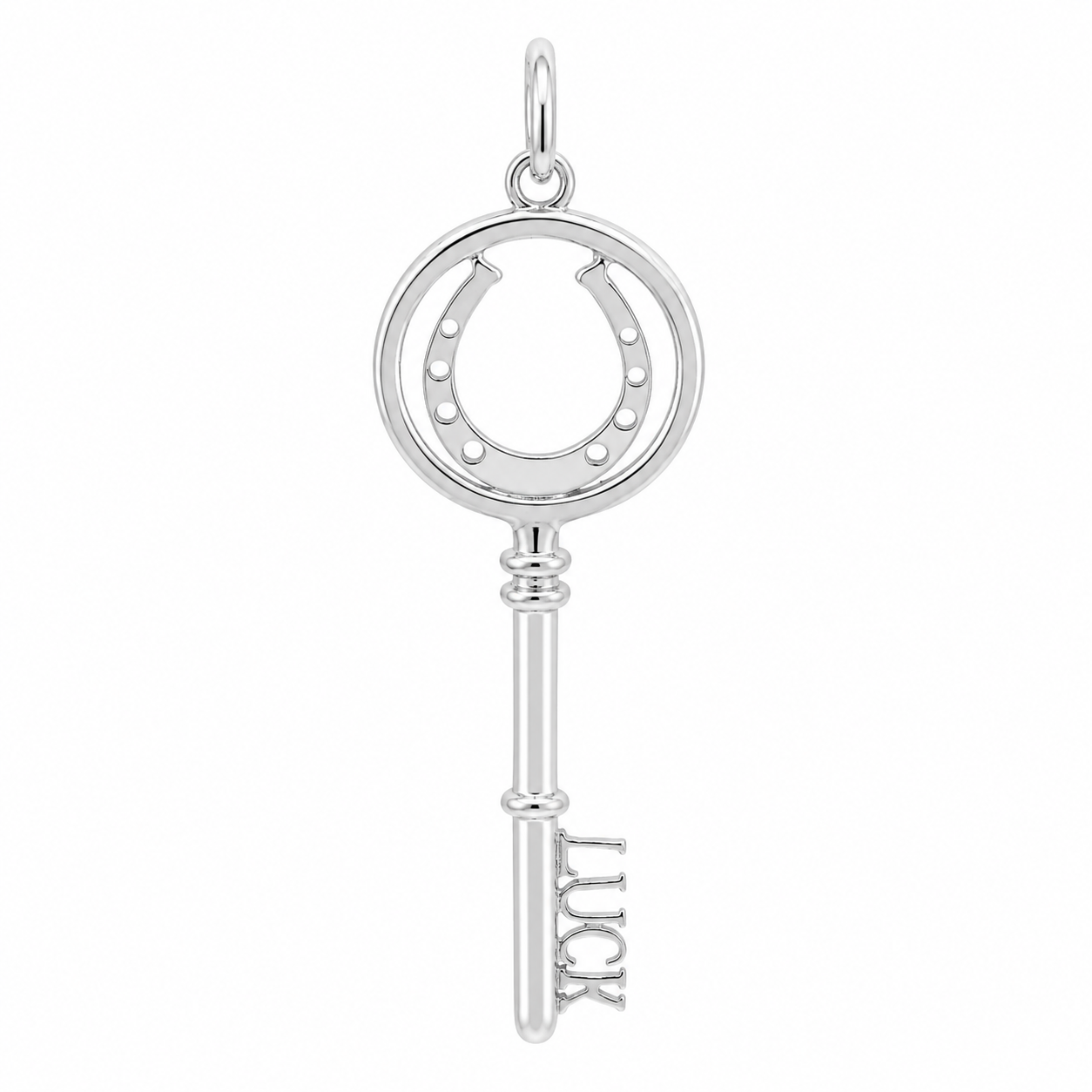 Sterling Silver Horseshoe Luck Key Pendant