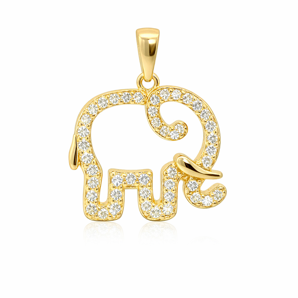 Sterling Silver CZ Elephant Pendants