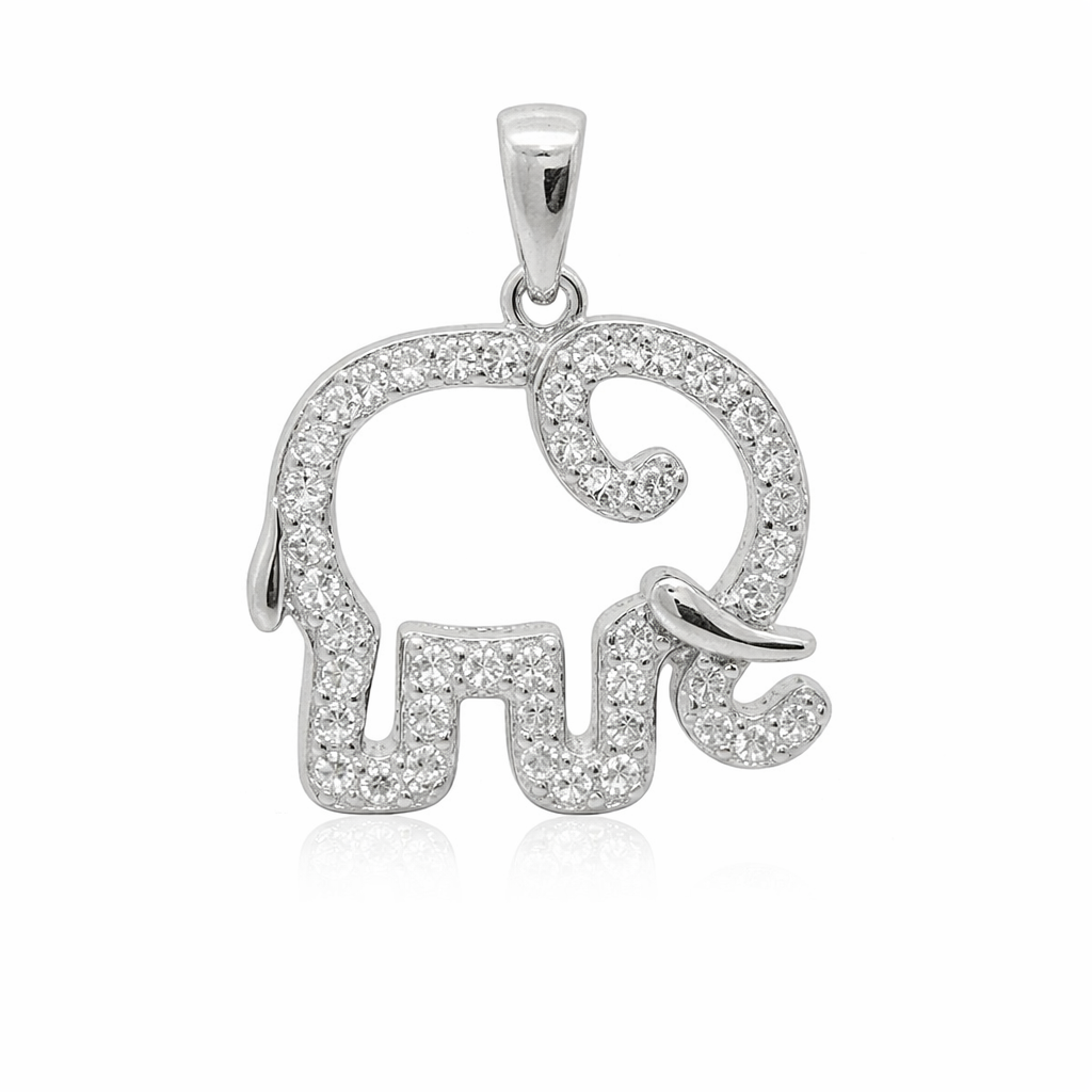 Sterling Silver CZ Elephant Pendants