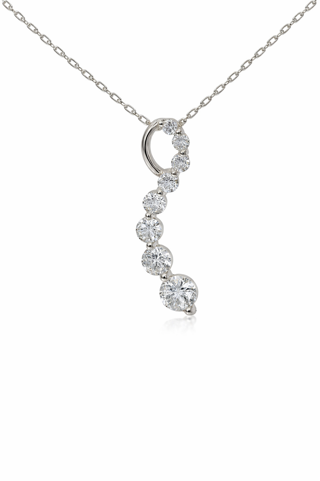 Sterling Silver Curved CZ Pendant
