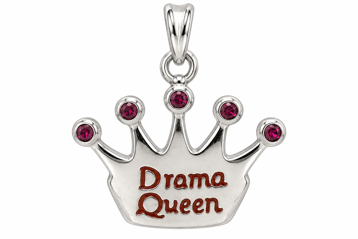 Sterling Silver "Drama Queen" Crown Pendant