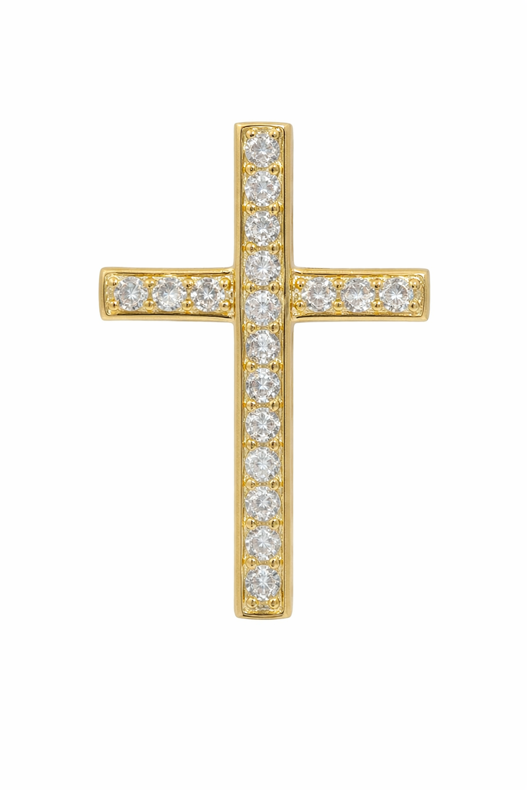 Sterling Silver Thick Cross CZ Pendant