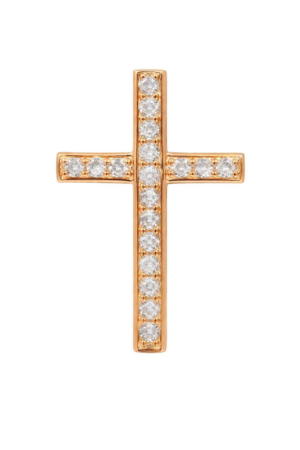Sterling Silver Thick Cross CZ Pendant