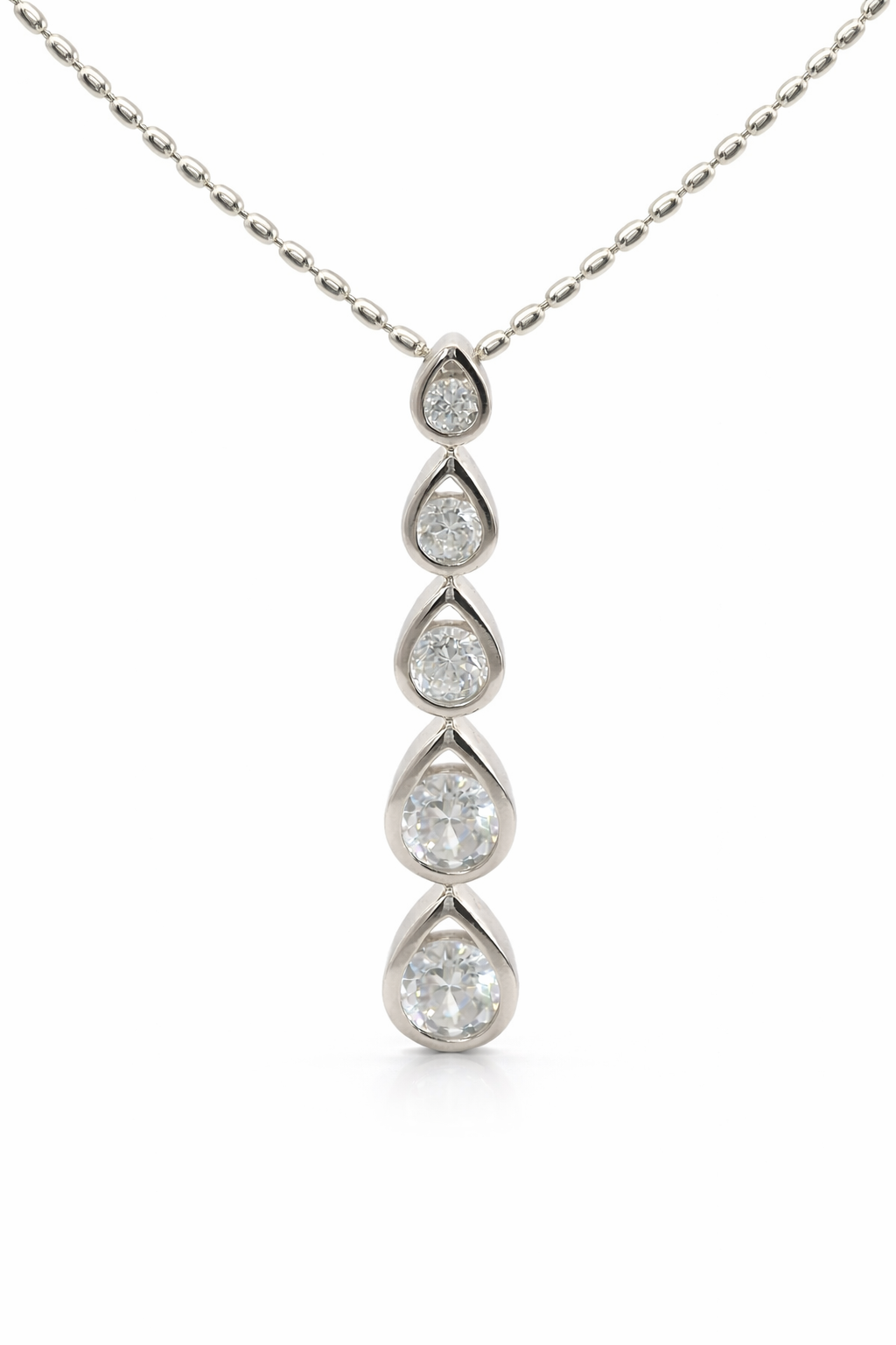 Sterling Silver 5 Tear Drop CZ Pendant