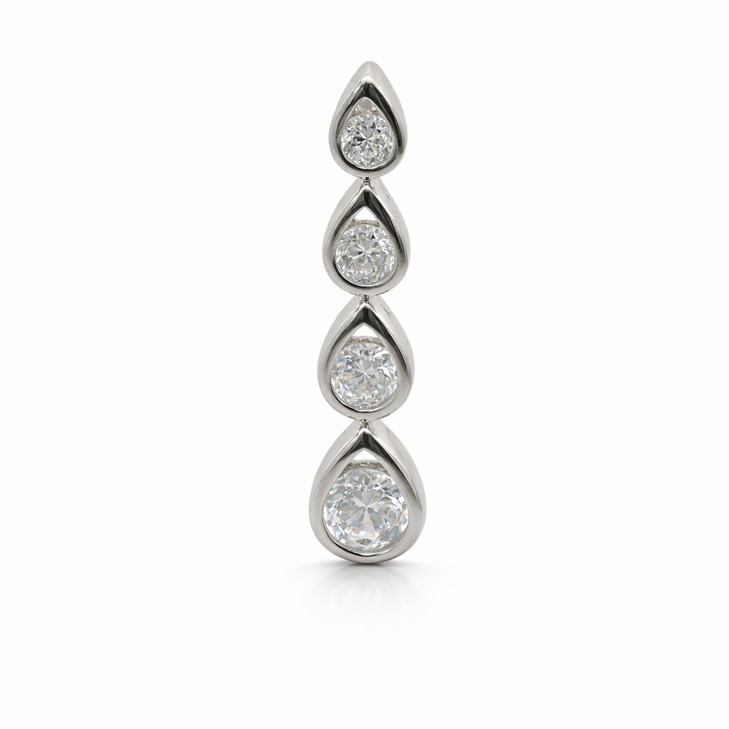 Sterling Silver 5 Tear Drop CZ Pendant