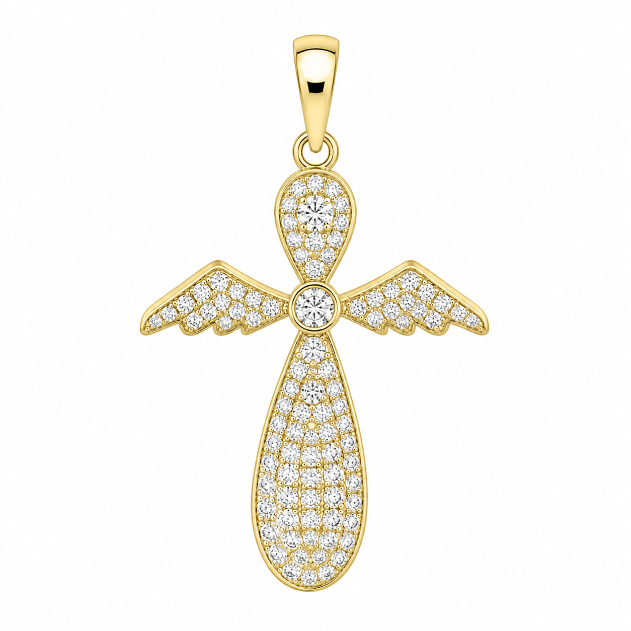 Sterling Silver Angel Cross Pendant (3 Colors)