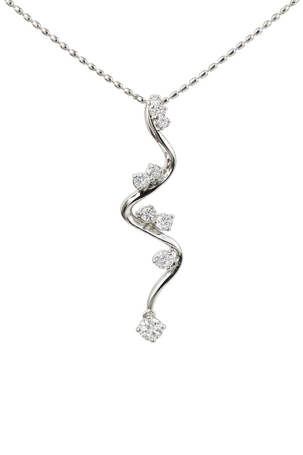 Sterling Silver Zig Zag CZ Pendant