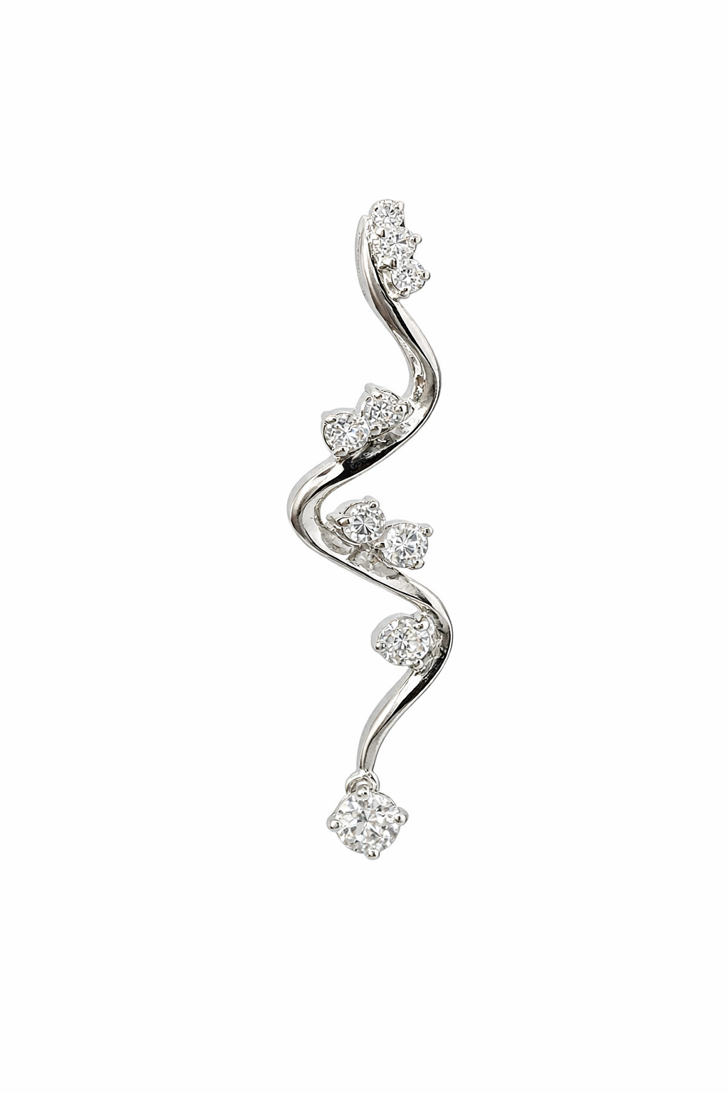 Sterling Silver Zig Zag CZ Pendant