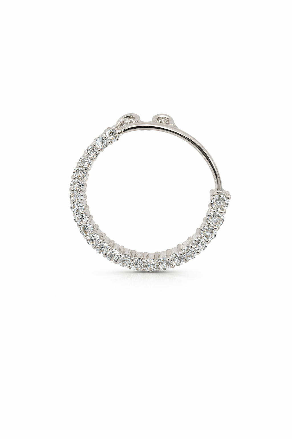 Sterling Silver Large Circle Pendant 3/4 CZ Border