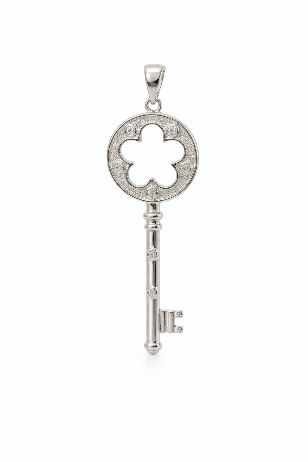Sterling Silver Decorative Open Key Pendant