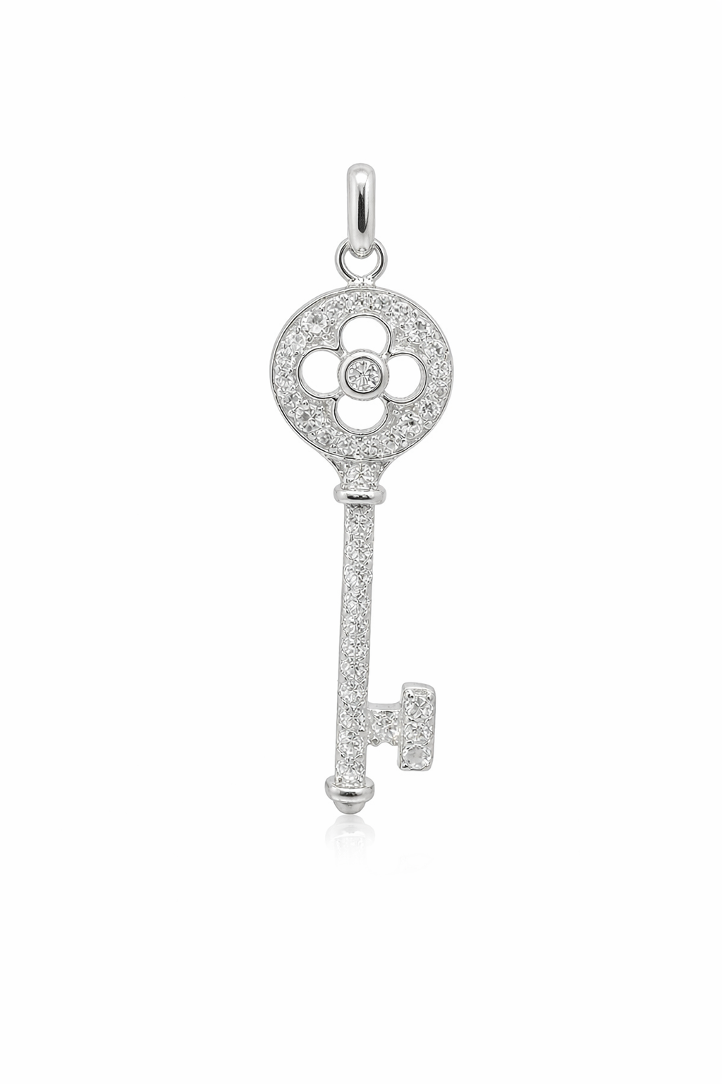 Sterling Silver CZ Key Pendant