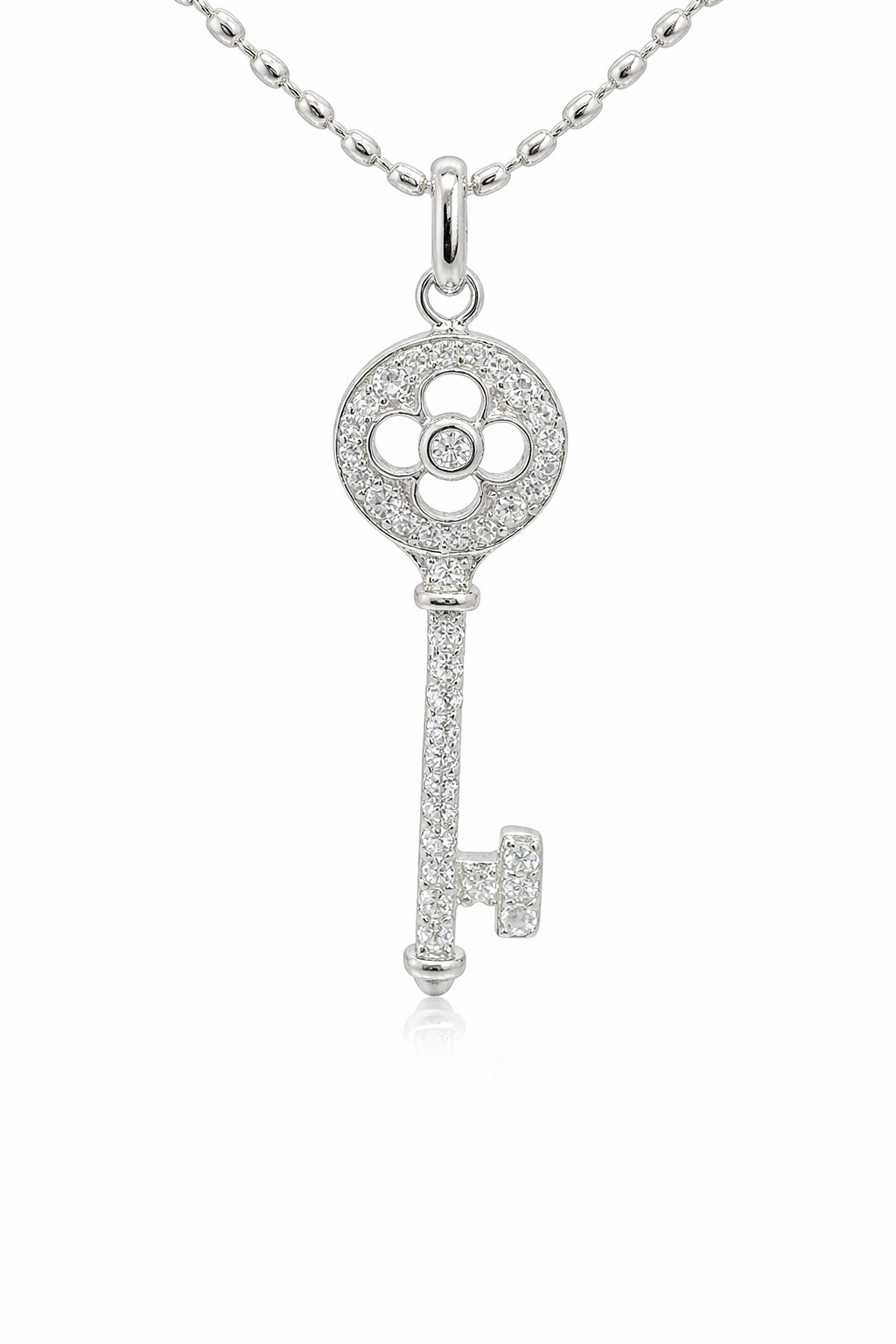 Sterling Silver CZ Key Pendant