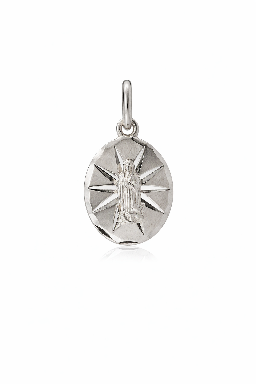 Sterling Silver Mother Mary Oval Pendant