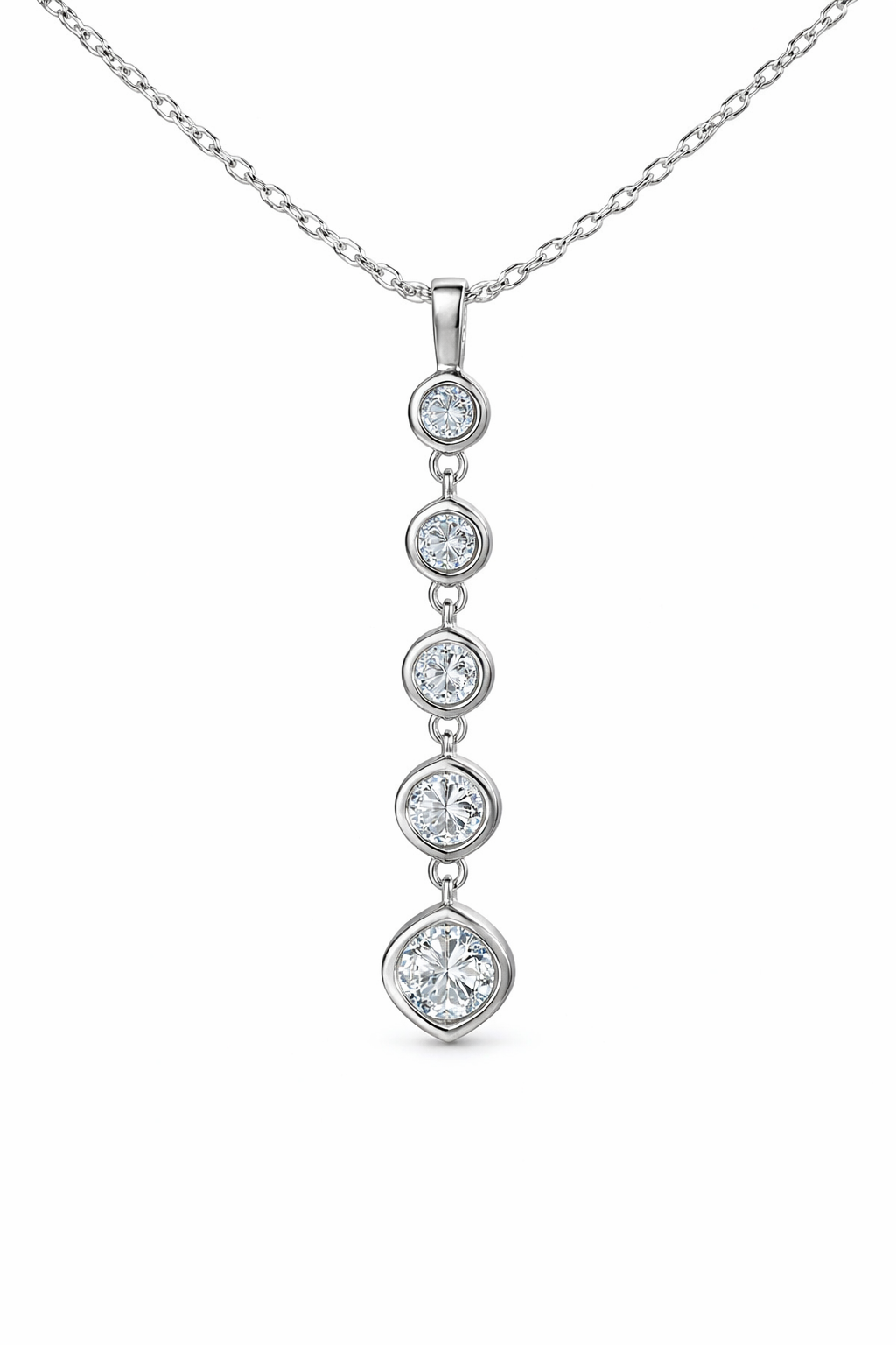 Sterling Silver Ascending Movable CZ Pendant