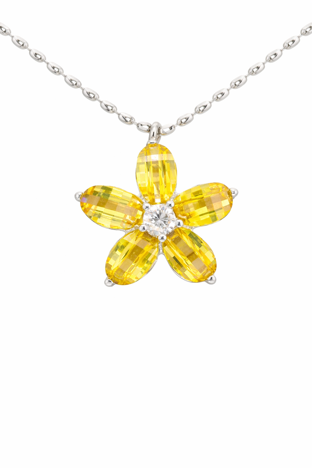 Sterling Silver Yellow Flower Pendant