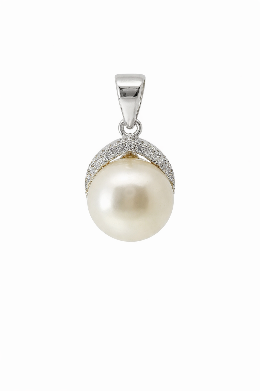 Sterling Silver CZ Pearl Pendant