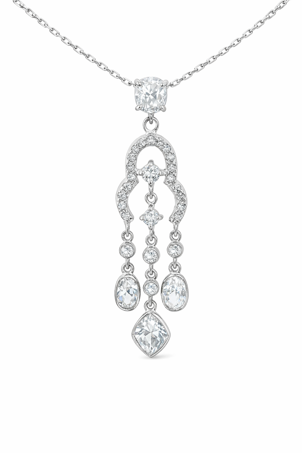 Sterling Silver Decorative Dangle CZ Pendant
