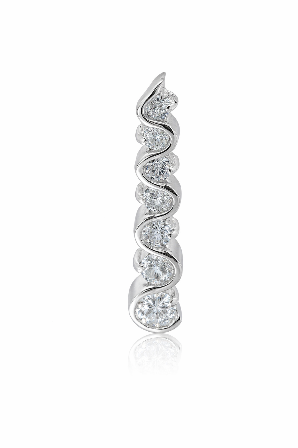 Sterling Silver Swirl CZ Vertical Pendant